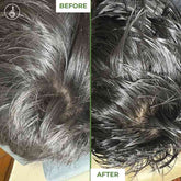 Before and after comparison of hair texture on a scalp after usijng anti dandruff oil